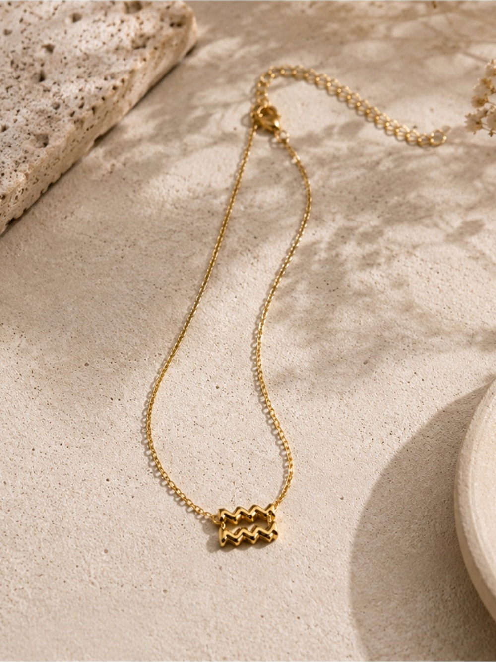 Aquarius Zodiac Gold Necklace for Women - Picture 2 of 3